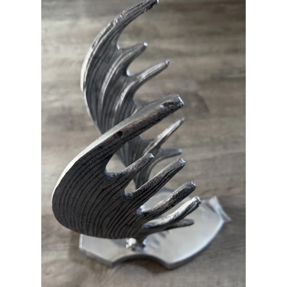 Moose Antlers Cast Aluminum Wall Mount Metal Plaque Decor Cabin